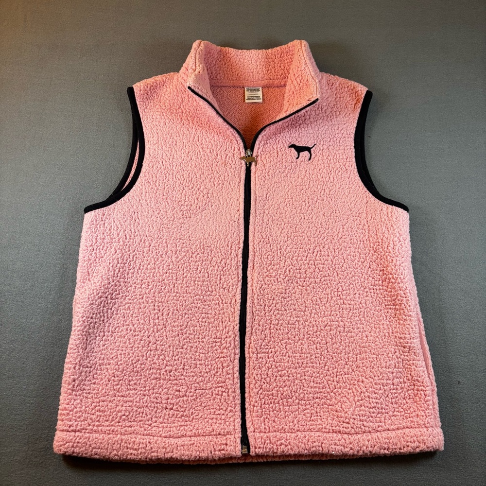 Victoria’s Secret Pink Sherpa Full Zip Vest Women’s Large With Pockets